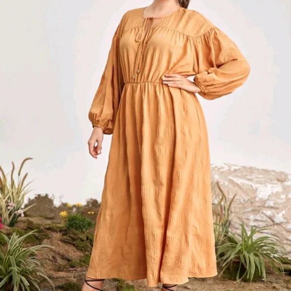 #31 Brand New Plus Tie Neck A Line Dress - Picture 2 of 5